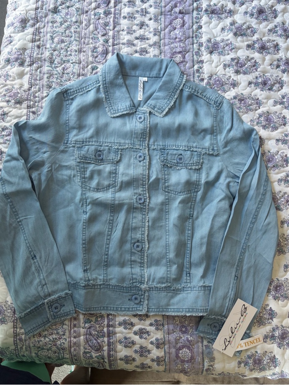 Lulu-B Light Denim Frayed Tencel Jacket
